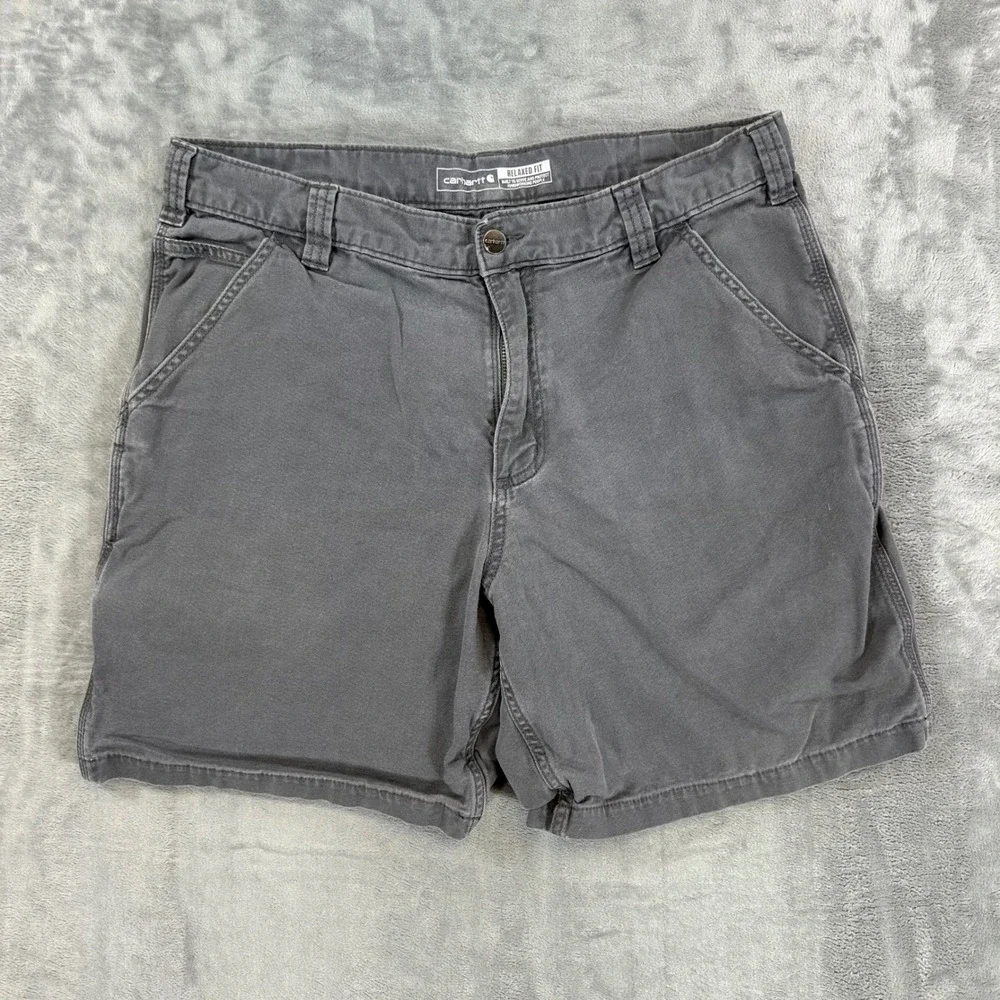 Carhartt Relaxed Fit Canvas Work Shorts Mens Size 36 Gray Utility Pocket